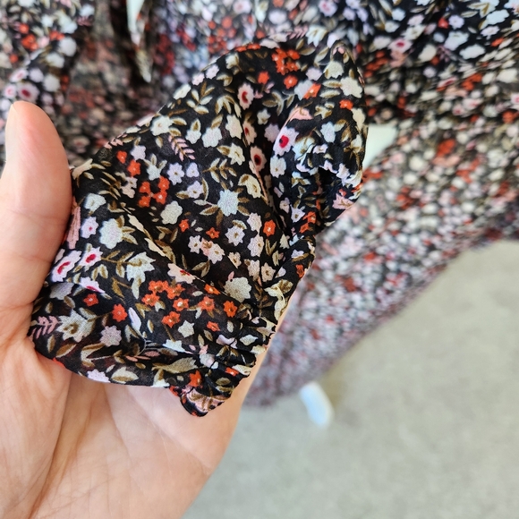 Duster Top Dark Floral Midi Sheer Cottagecore Bohemian Hippie Feminine Girly S - Picture 9 of 17